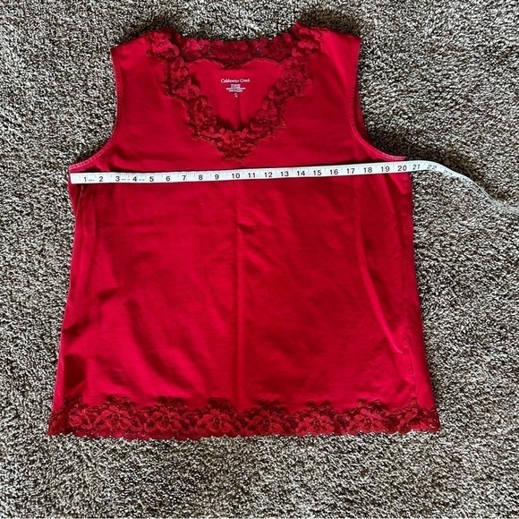 Coldwater Creek lace detail red tank top size XL 16 - Picture 6 of 7
